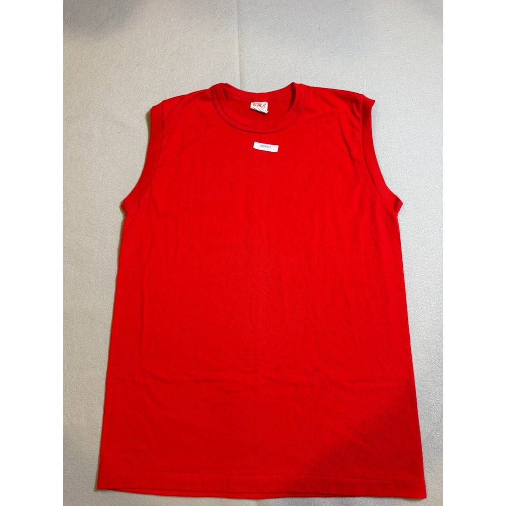 Vintage BMC Red Sleeveless Muscle Tee Shirt Mens Large Made in USA Single Stitch